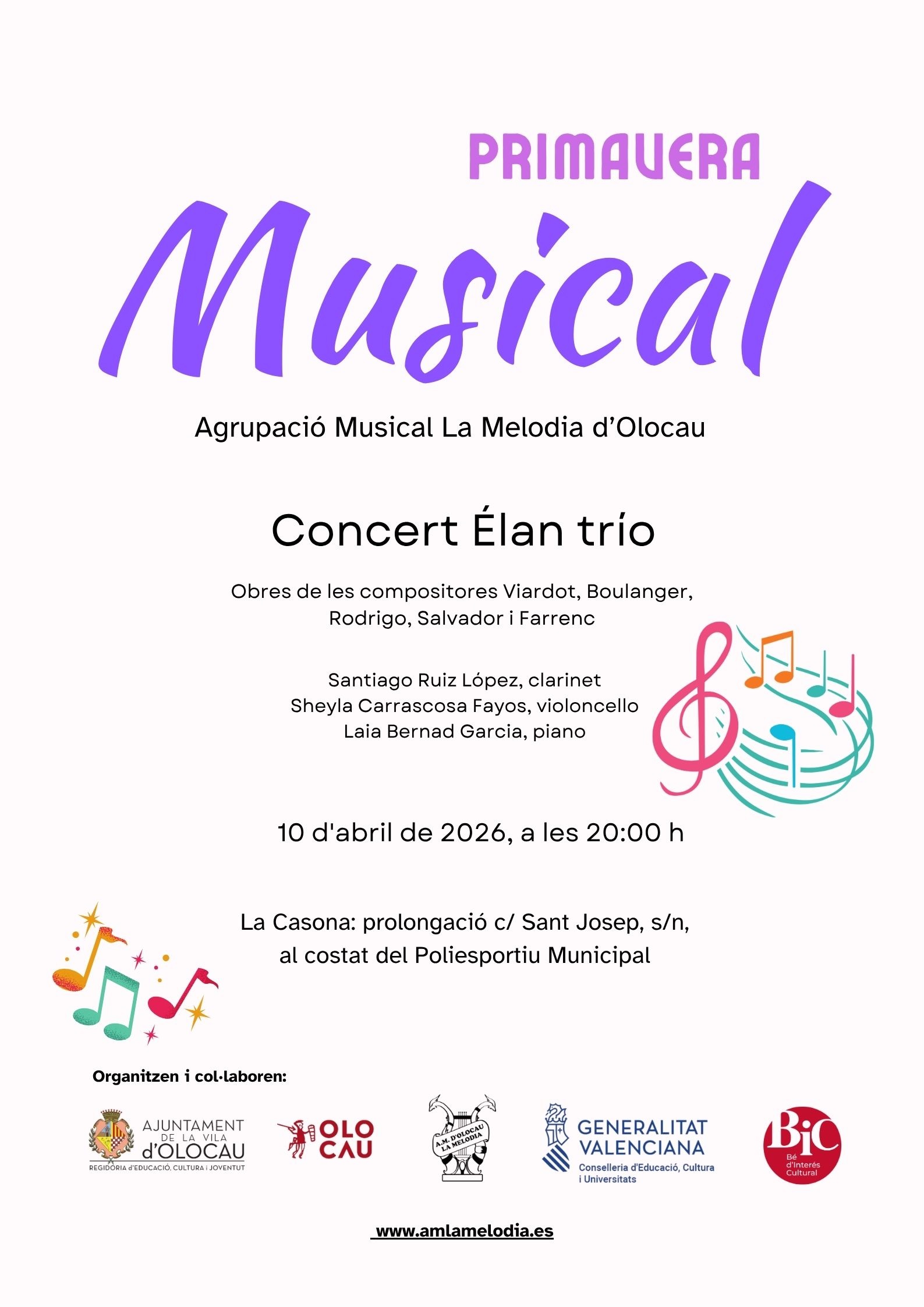 Concert d’Élan trío (Primavera Musical de ‘La Melodia’)